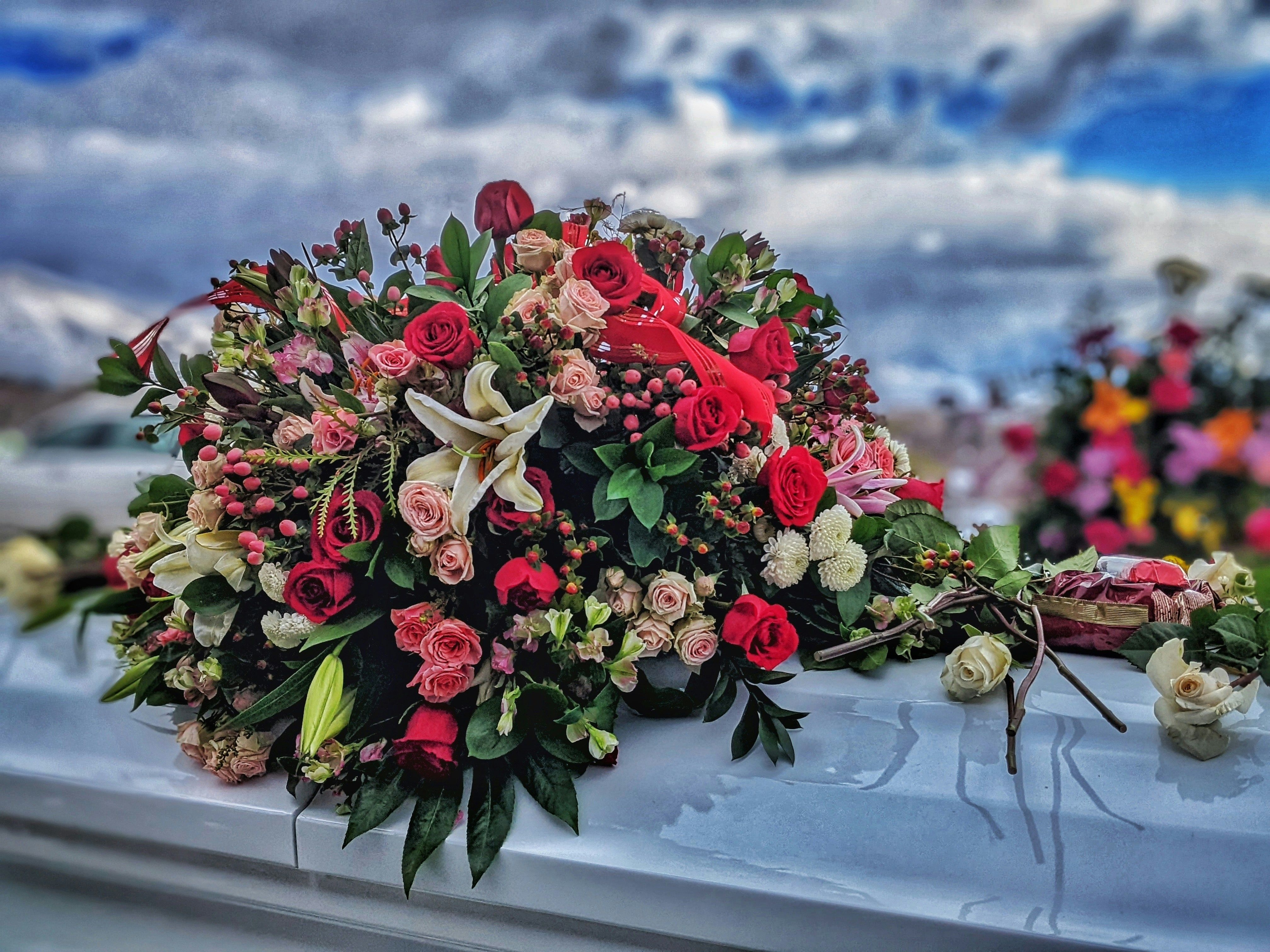 Flowers on a casket